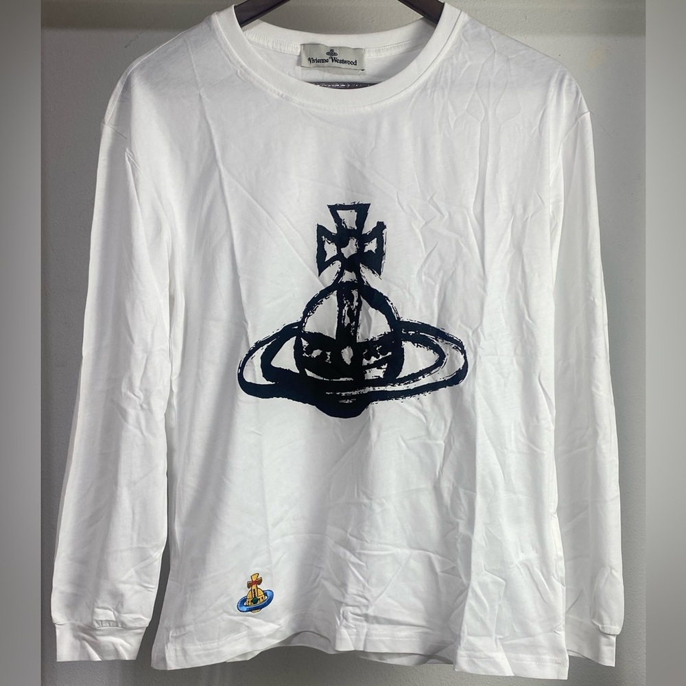 Vivienne Westwood Orb Brush Stroke Logo Embroidered Classic Tee Unisex Men Sz S